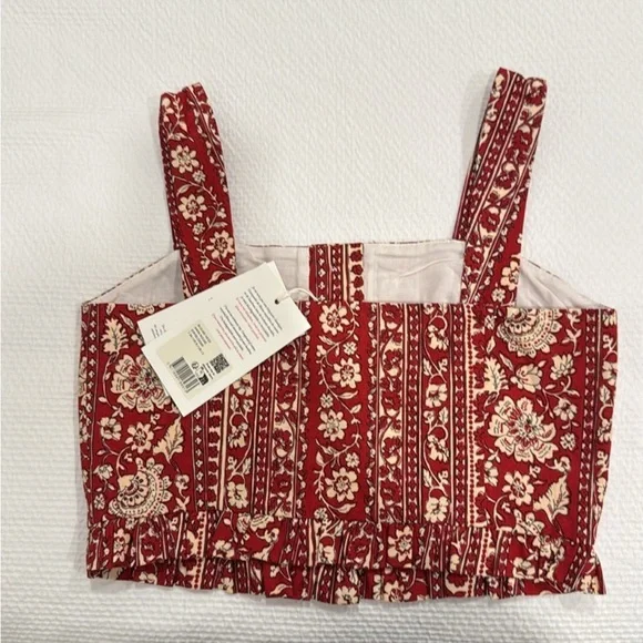 Sezane *TOP ONLY!* Heidi Blouse NWT! in Sara Red Colorway Size 2 - Picture 3 of 5